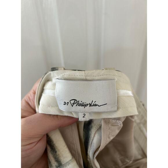 3.1 Phillip Lim Olive Green & Cream Woodgrain Printed Cropped Chino Pant - Picture 4 of 8